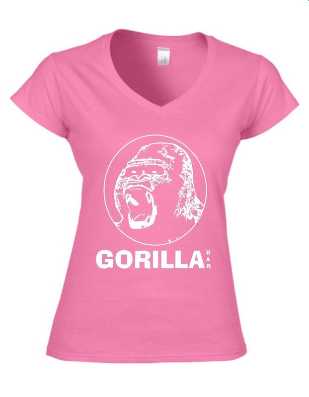Gorilla Ladies V-Neck T-Shirt (pink)