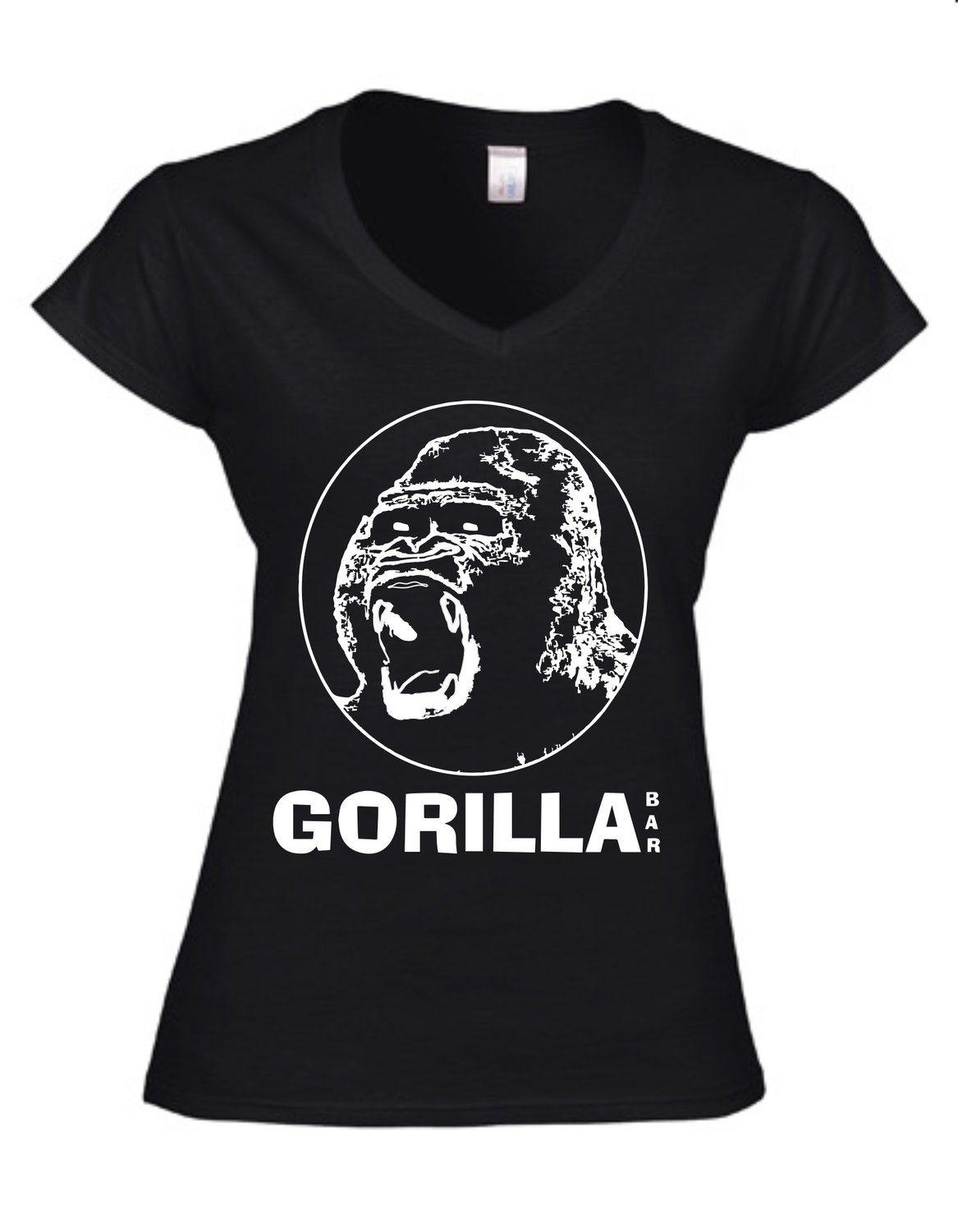 Gorilla Ladies V-Neck T-Shirt (schwarz)