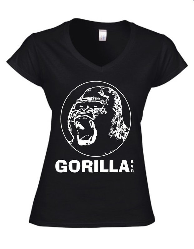 Gorilla Ladies V-Neck T-Shirt (schwarz)