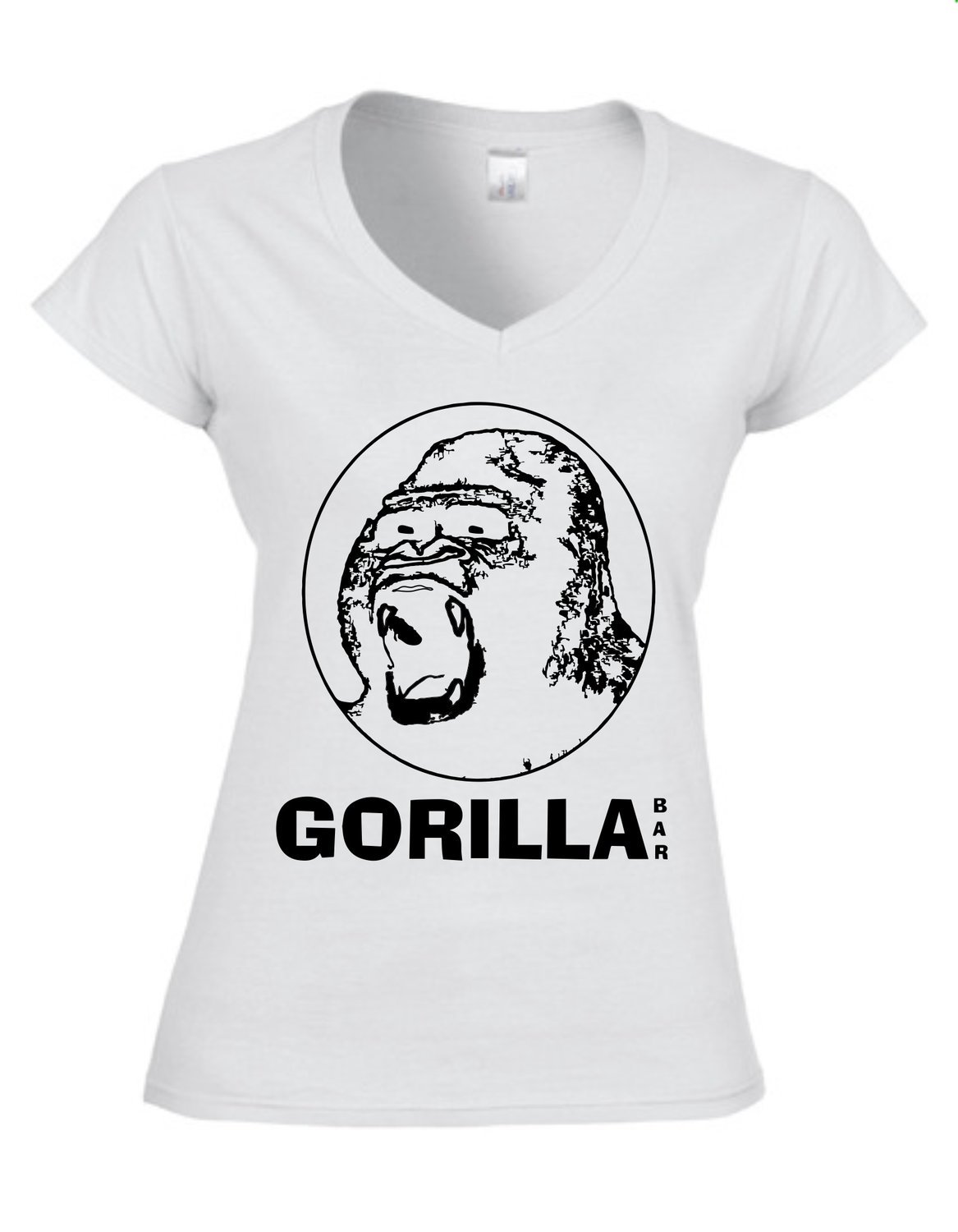 Gorilla Ladies V-Neck T-Shirt (weiß)