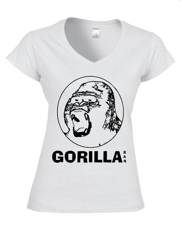 Gorilla Ladies V-Neck T-Shirt (weiß)