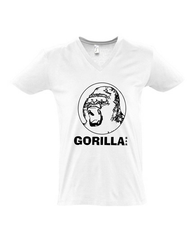 Gorilla - V-Neck T-Shirt (weiß)