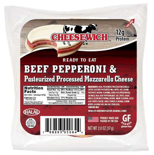 Beef Pepperoni with Mozzerella Cheese (16pk) No Refrigeration Beef Pepperoni with Mozzerella Cheese (16pk) No Refrigeration