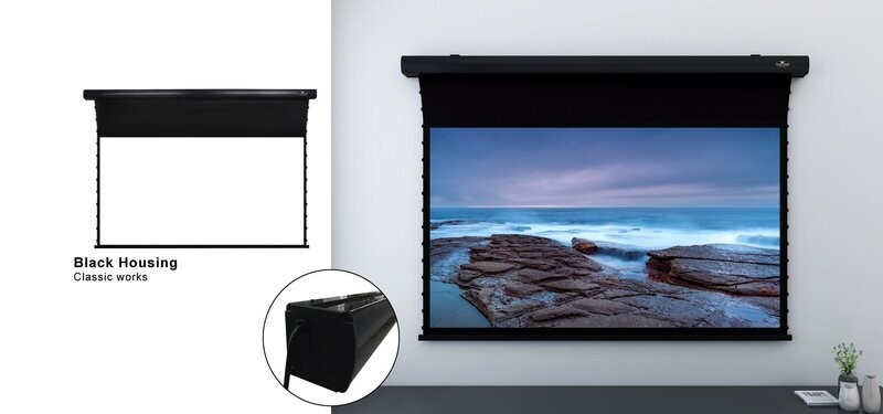 Vividstorm Slimline Drop Down Tension Screen - White Cinema