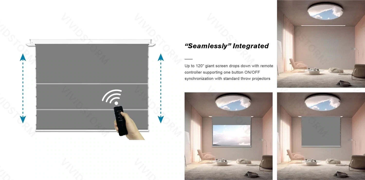 Vividstorm Phantom 110" Recessed In-Ceiling Motorized Obsidian ALR Screen