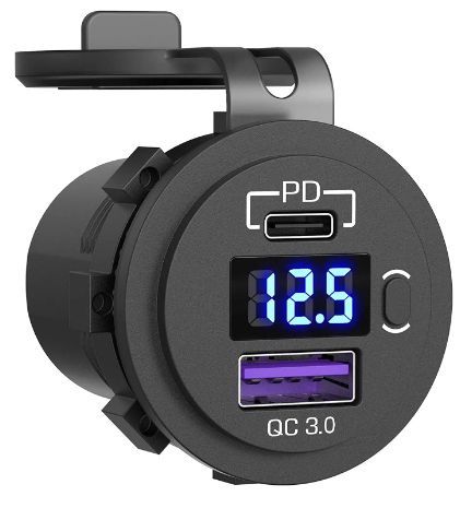 Prise USB C USB A & indicateur tension