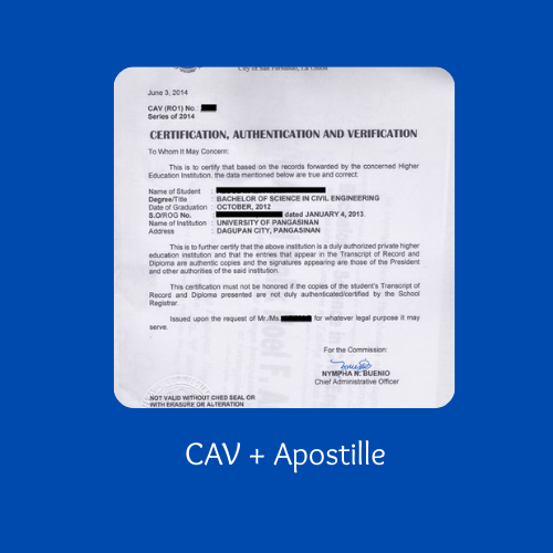 CAV with Apostille