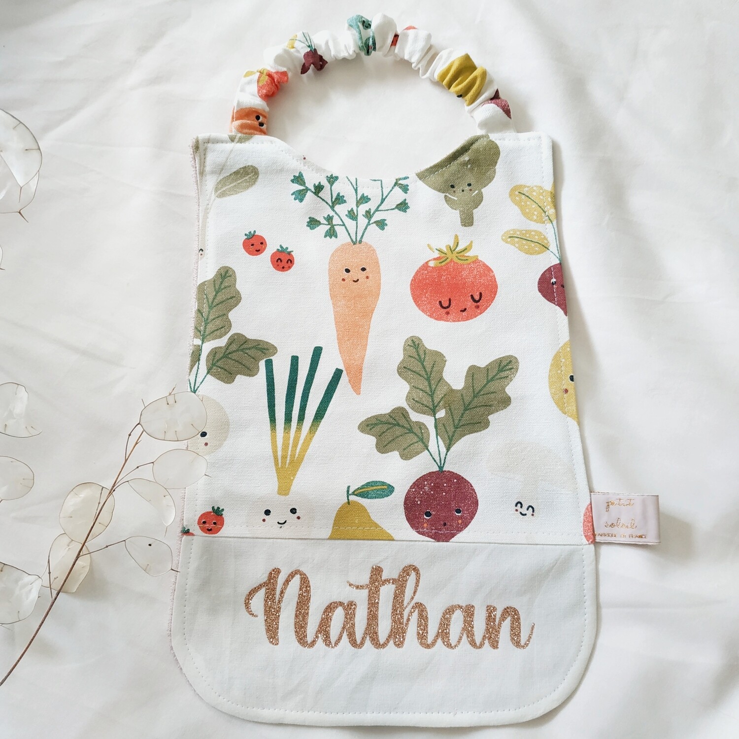 Bavoir bébé ou serviette à élastique personnalisable