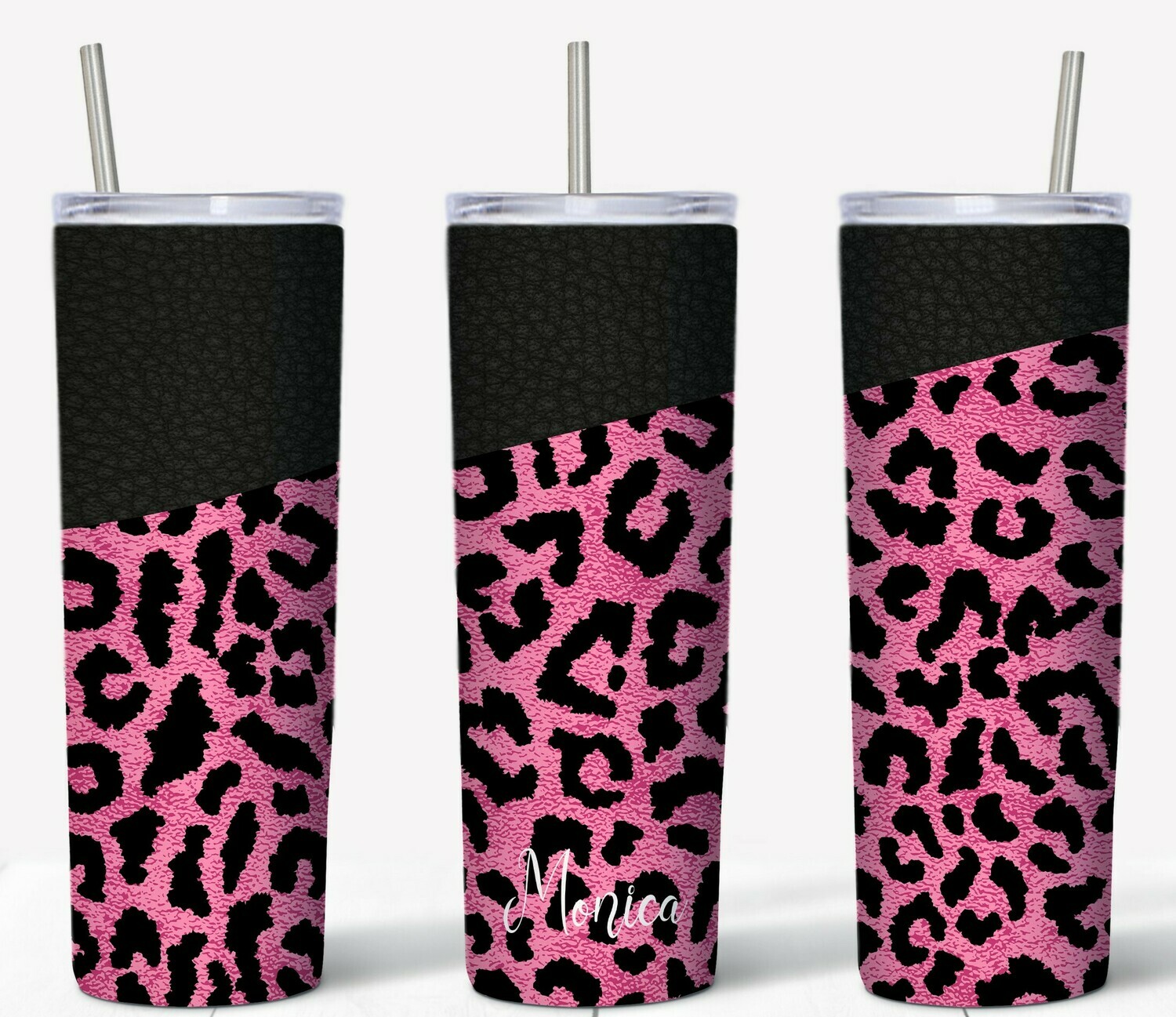 Pink Leopard Print Skinny Tumbler - The Sweet Pea