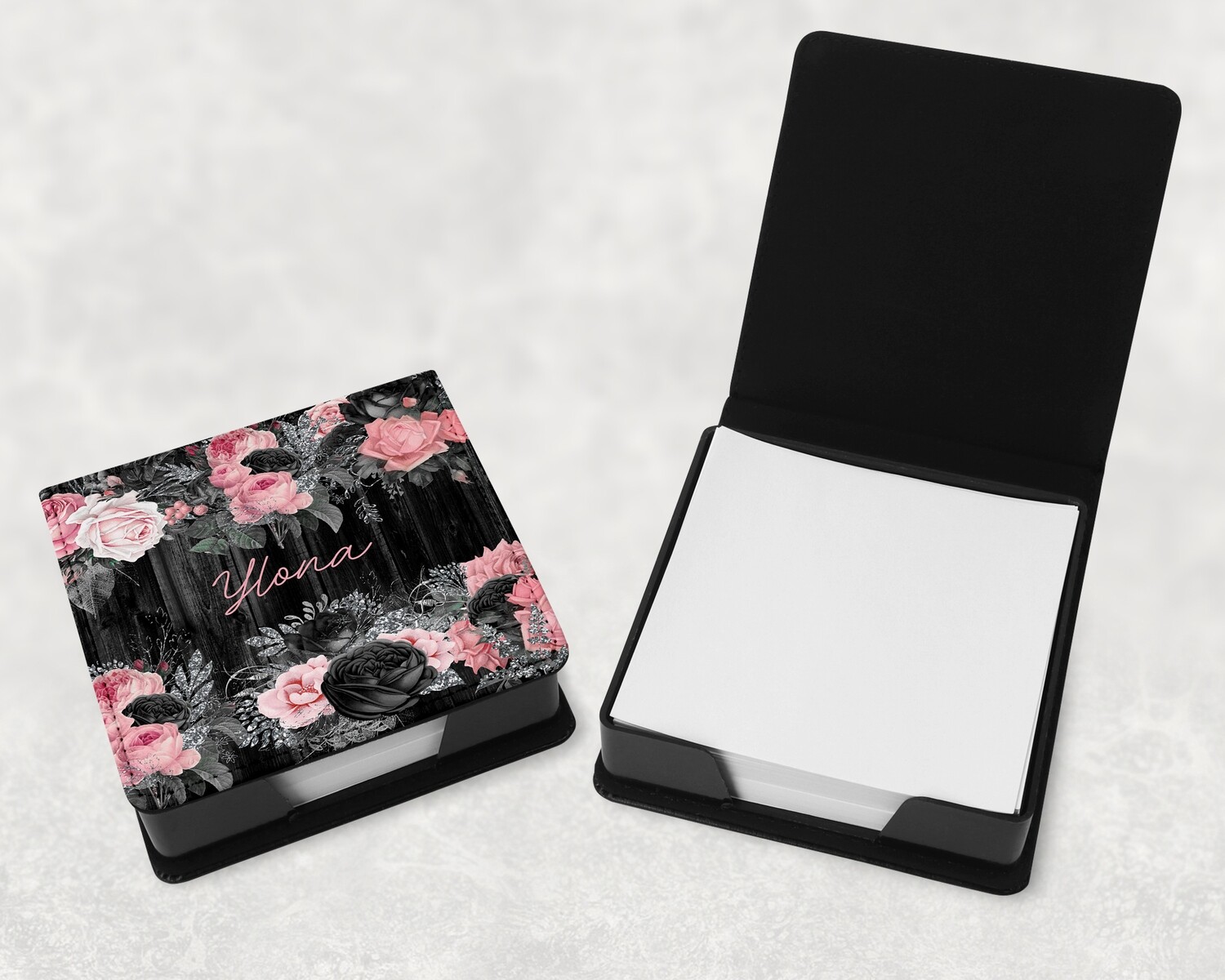 Black Floral Memo Pad Holder