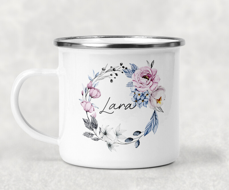 Flower Wreath  Enamel Mug