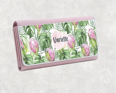 Pink Protea PU Leather Wallet