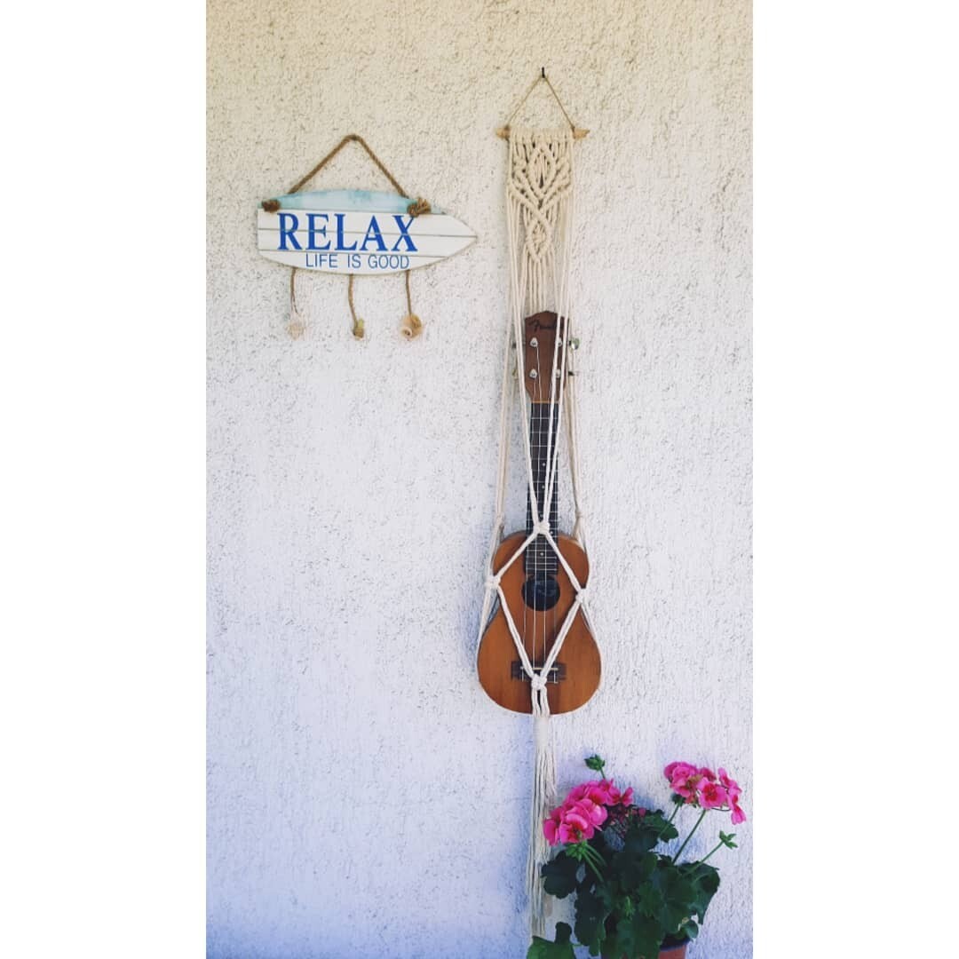 Macrame Ukulele Hanger/Holder with Lotus Flower motif