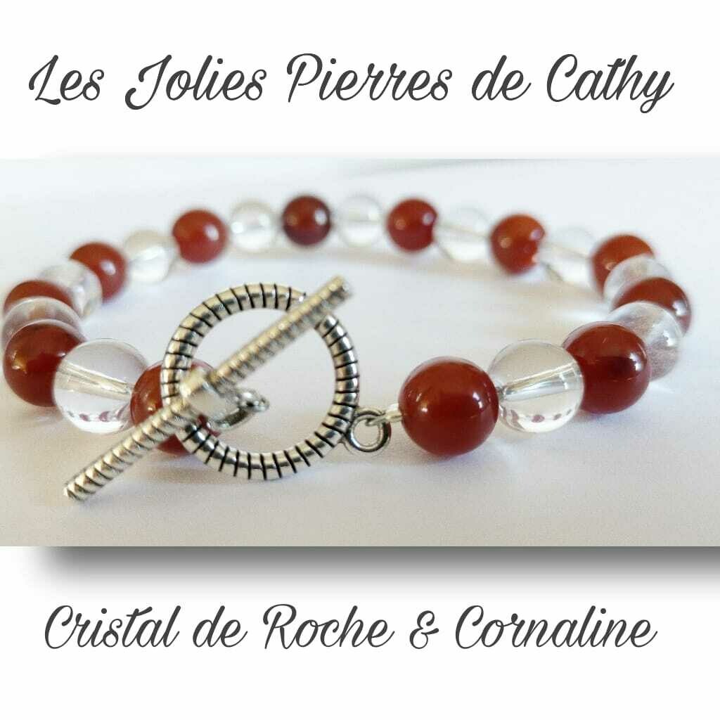 Bracelet Duo Cristal de Roche &amp; une variété de perle au choix