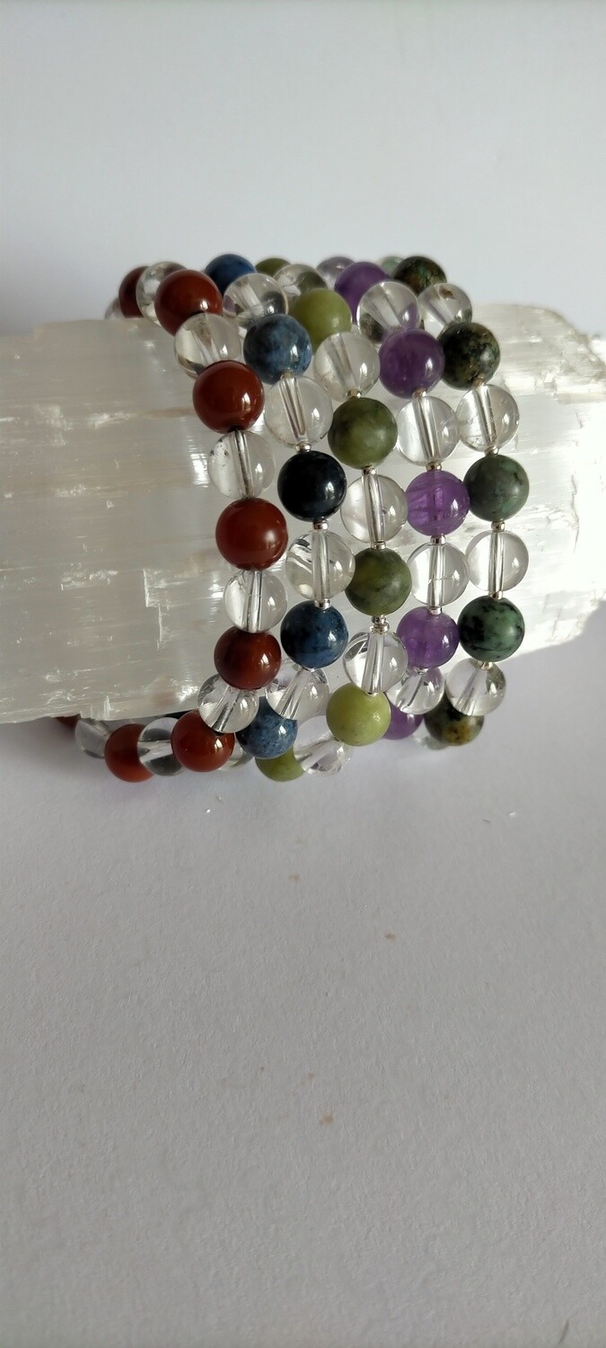 Bracelet Duo Cristal de Roche &amp; une variété de perle au choix