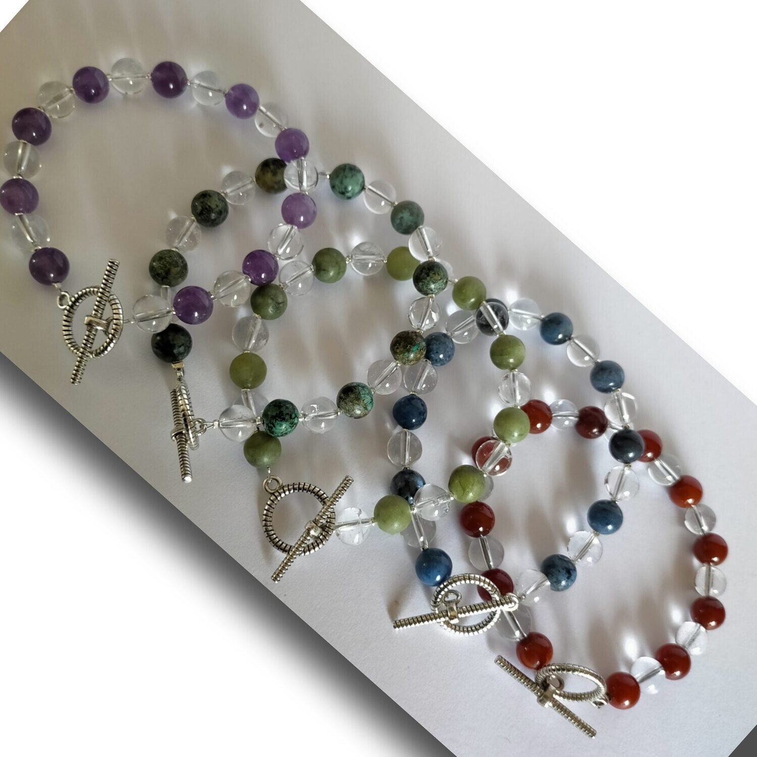Bracelet Duo Cristal de Roche &amp; une variété de perle au choix