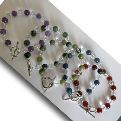 Bracelet Duo Cristal de Roche &amp; une variété de perle au choix