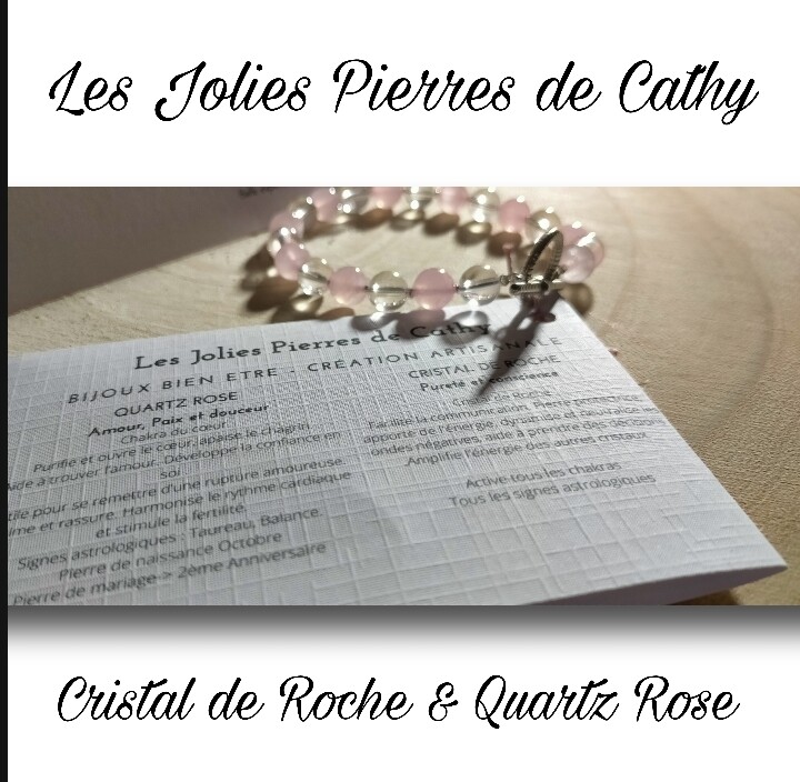 Bracelet Duo Cristal de Roche &amp; une variété de perle au choix