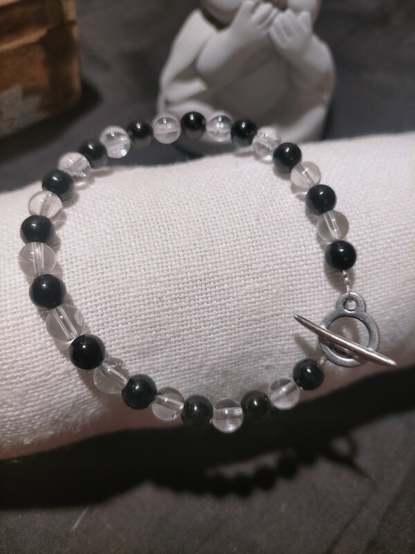 Bracelet Duo Cristal de Roche &amp; Tourmaline noire