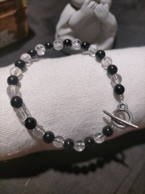 Bracelet Duo Cristal de Roche &amp; Tourmaline noire