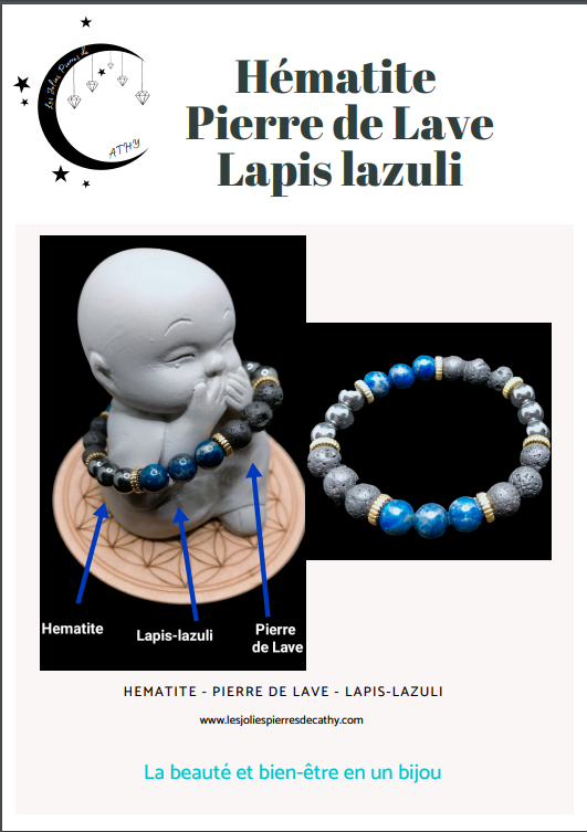 Lapis lazuli &amp; Pierre de Lave &amp; Hématite