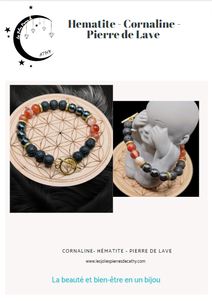 Cornaline &amp; Pierre de Lave &amp; Hématite
