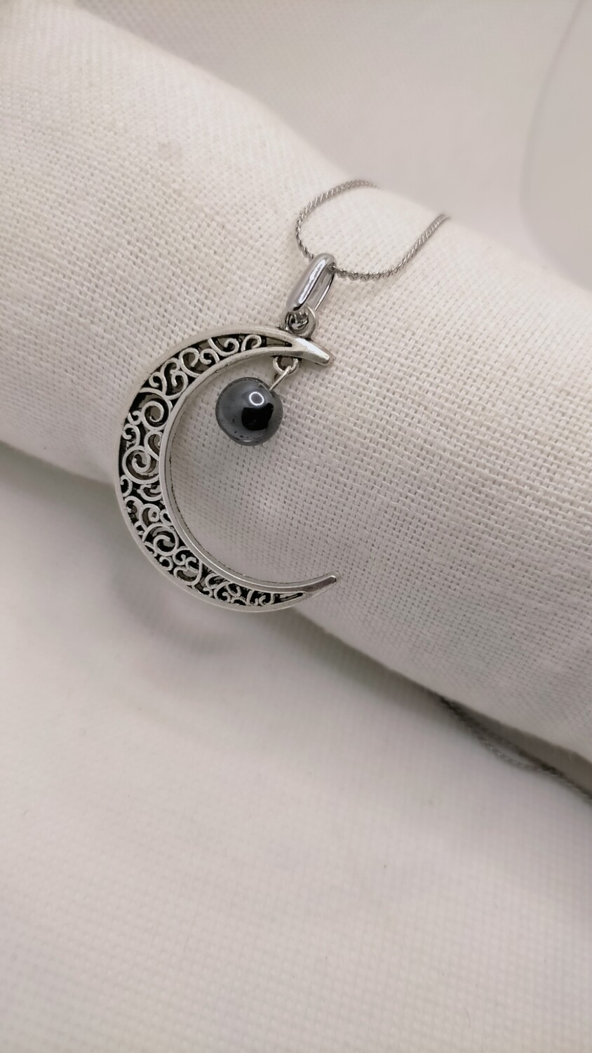 Collier Lune Hématite
