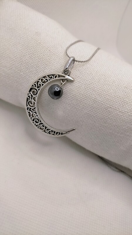 Collier Lune Hématite
