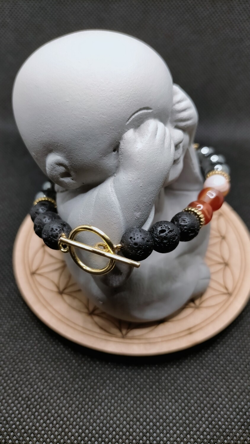 Cornaline &amp; Pierre de Lave &amp; Hématite