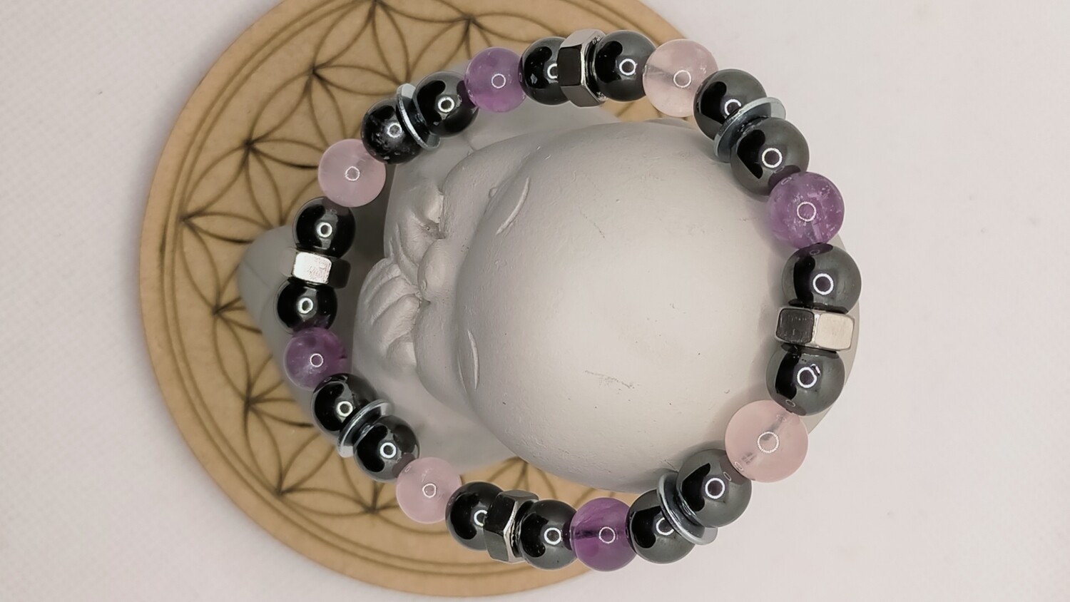 Hématite &amp; Améthyste &amp; Quartz Rose