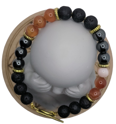 Cornaline &amp; Pierre de Lave &amp; Hématite