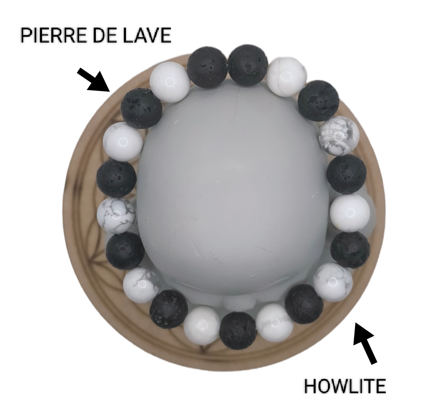 Bracelet Duo Pierre de Lave &amp; la pierre au choix