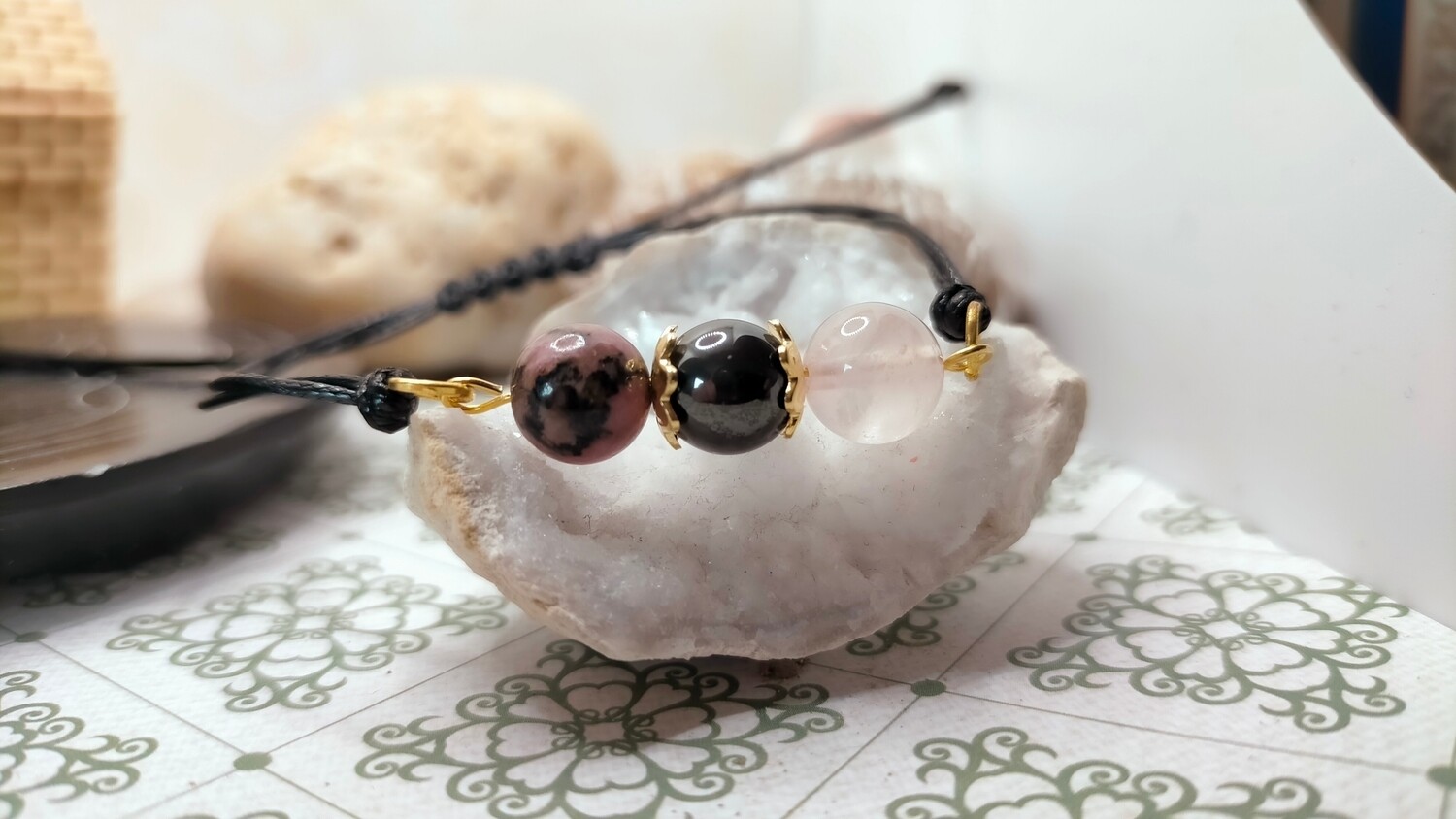 Rhodonite - Hématite - Quartz rose 