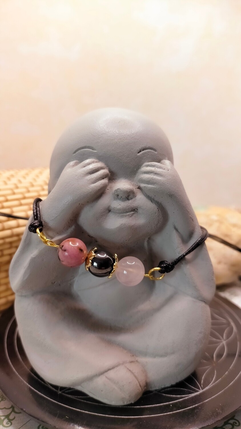 Rhodonite - Hématite - Quartz rose 