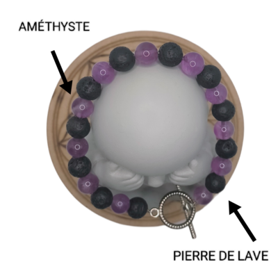 Bracelet Duo Pierre de Lave &amp; la pierre au choix