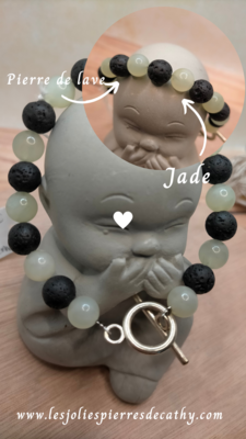 Bracelet Duo Pierre de Lave &amp; la pierre au choix