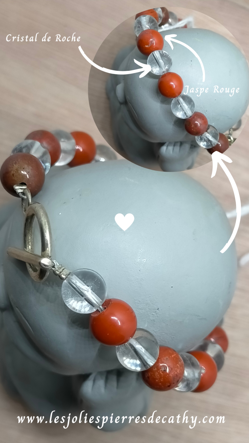 Bracelet Duo Cristal de Roche &amp; une variété de perle au choix