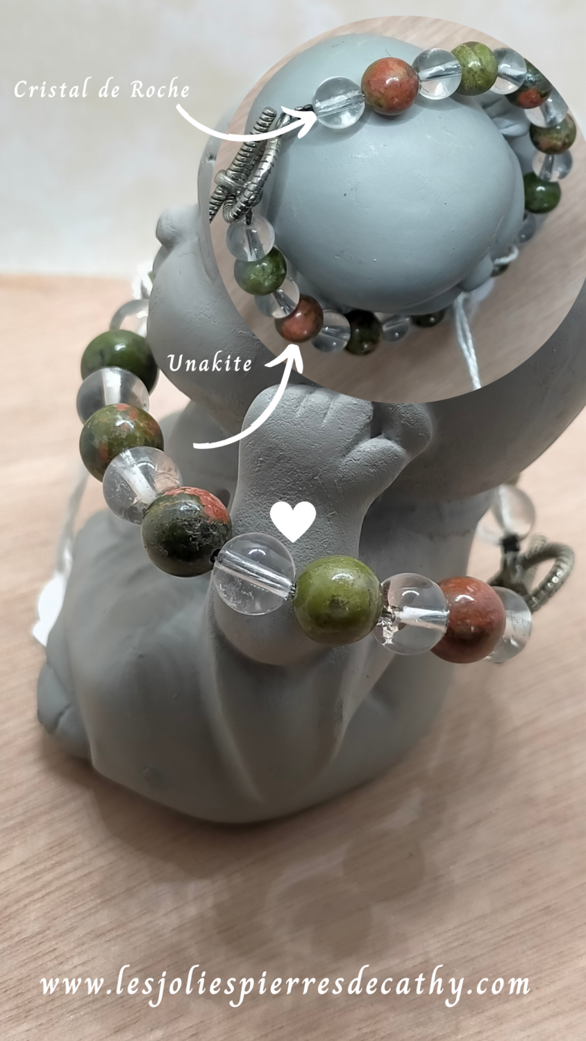 Bracelet Duo Cristal de Roche &amp; une variété de perle au choix