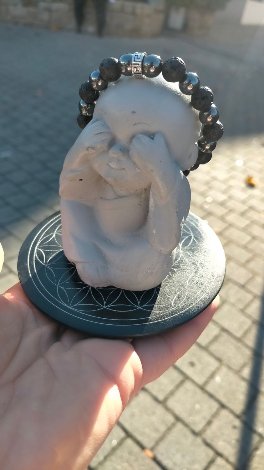 Pierre de lave &amp; Hématite 8mm