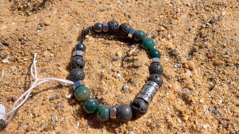 Pierre de Lave &amp; Agate mousse &amp; Hématite 