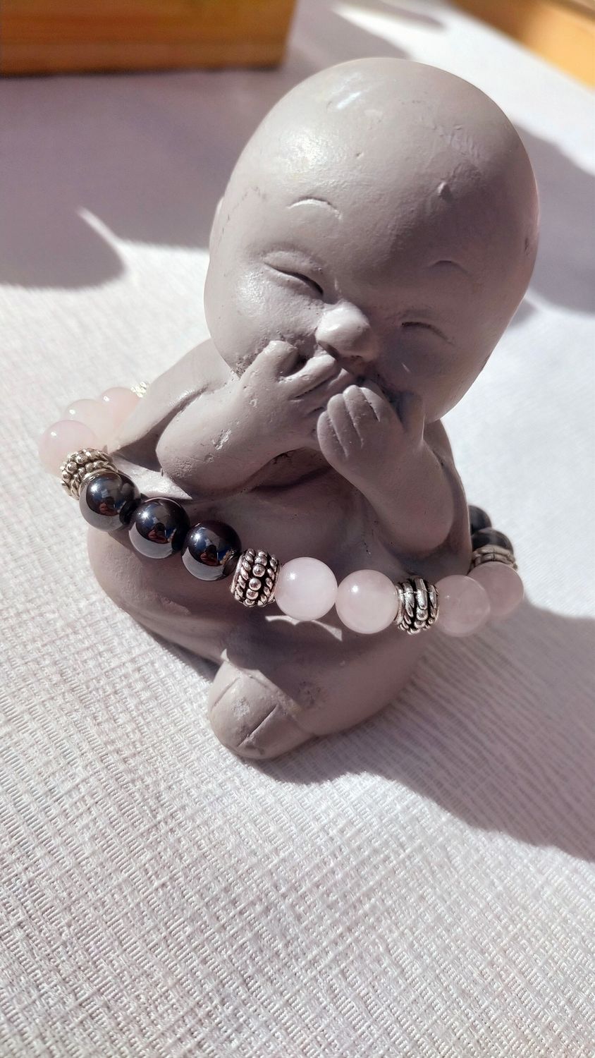 Hématite &amp; Améthyste &amp; Quartz Rose
