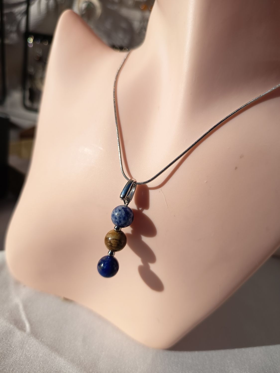 💙 Collier Chakra du Troisième Œil – Acier Inoxydable &amp; Pierres Naturelles