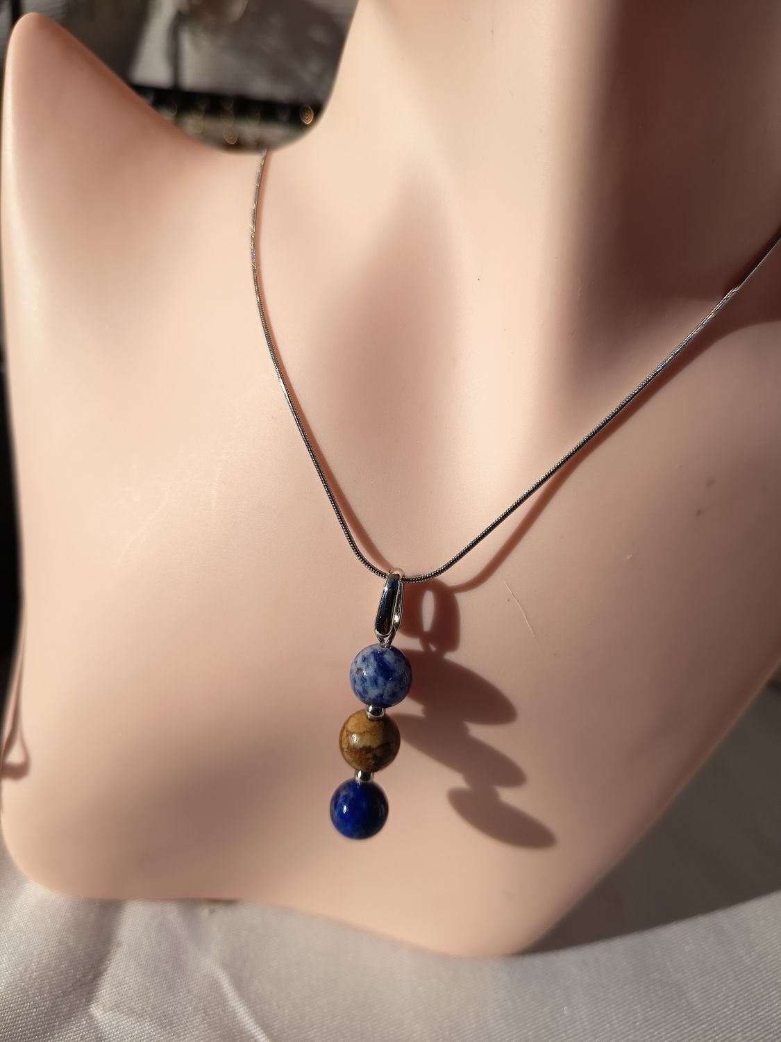 💙 Collier Chakra du Troisième Œil – Acier Inoxydable &amp; Pierres Naturelles