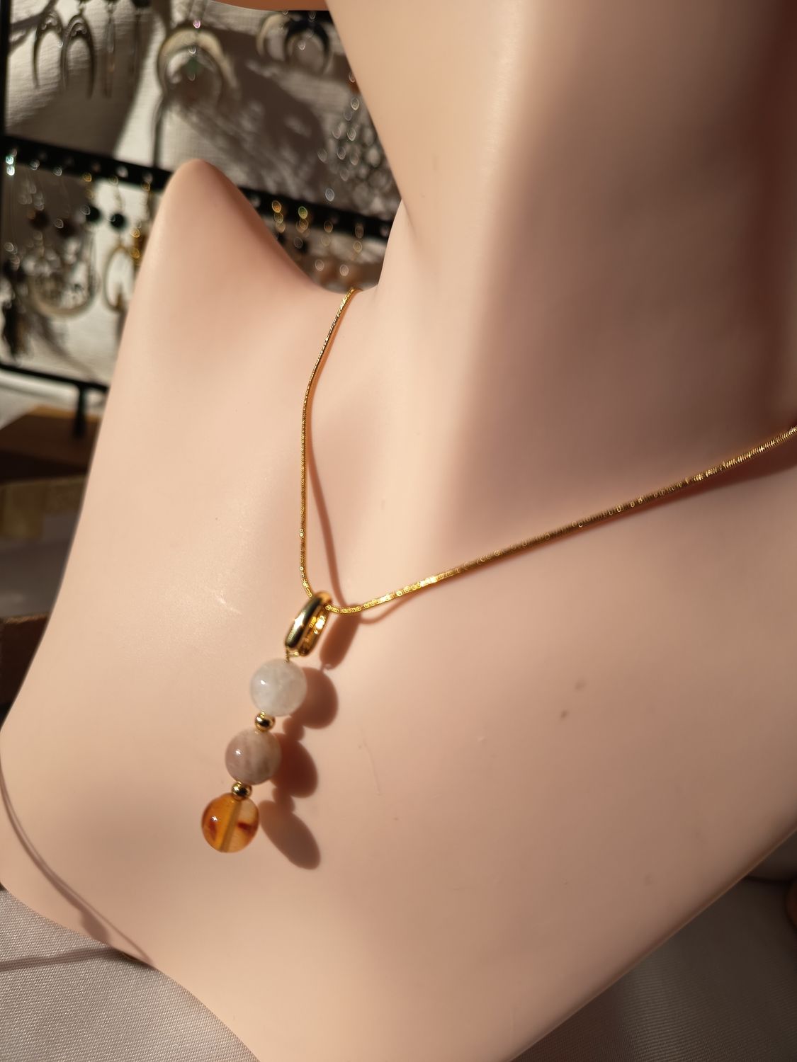 ✨ Collier Chakra Sacré – Acier Inoxydable &amp; Pierres Naturelles