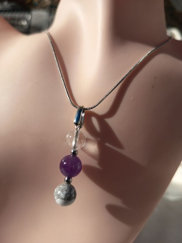 💜 Collier Chakra Couronne – Acier Inoxydable & Pierres Naturelles