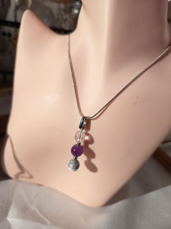 💜 Collier Chakra Couronne – Acier Inoxydable & Pierres Naturelles 💜 Collier Chakra Couronne – Acier Inoxydable & Pierres Naturelles