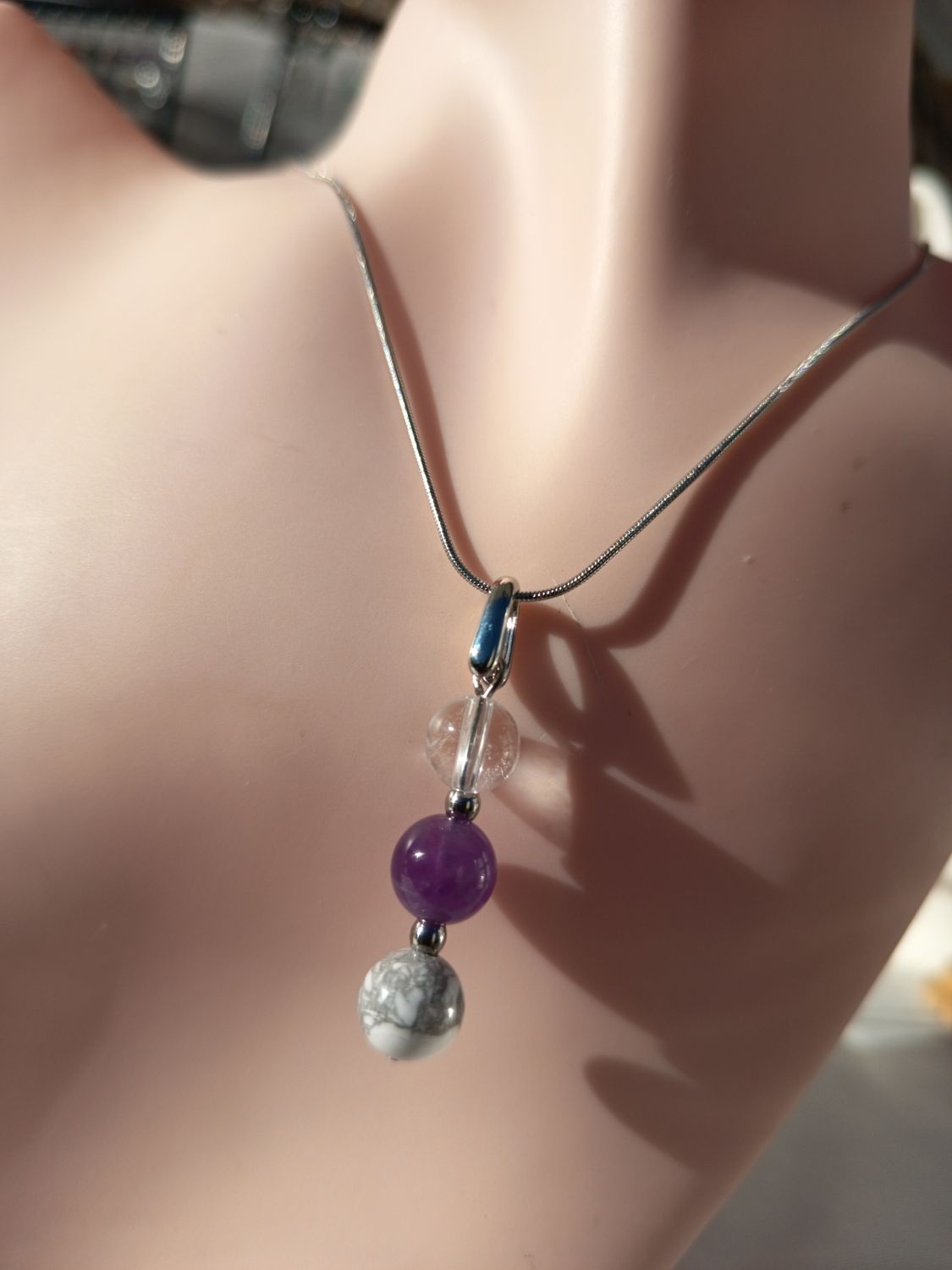 💜 Collier Chakra Couronne – Acier Inoxydable &amp; Pierres Naturelles