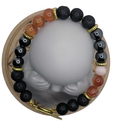 Cornaline &amp; Pierre de Lave &amp; Hématite