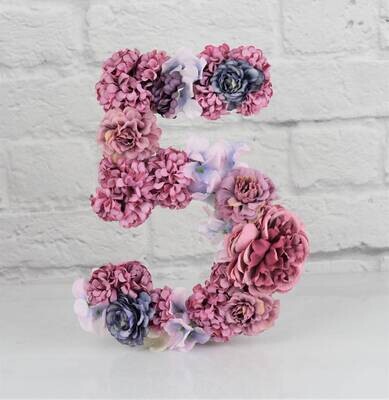 Blumenzahl 5 Geburtstagdeko mit Blumen aus künstlichen Seide