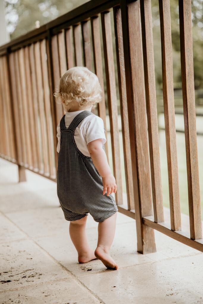 B&amp;W checked dungarees &amp; T set (short)